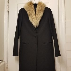Theory Belize Coat with Coyote Fur Collar XS